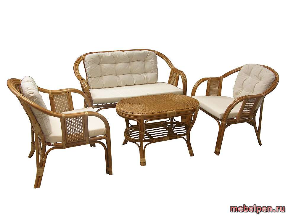 Rattan furniture with soft inserts