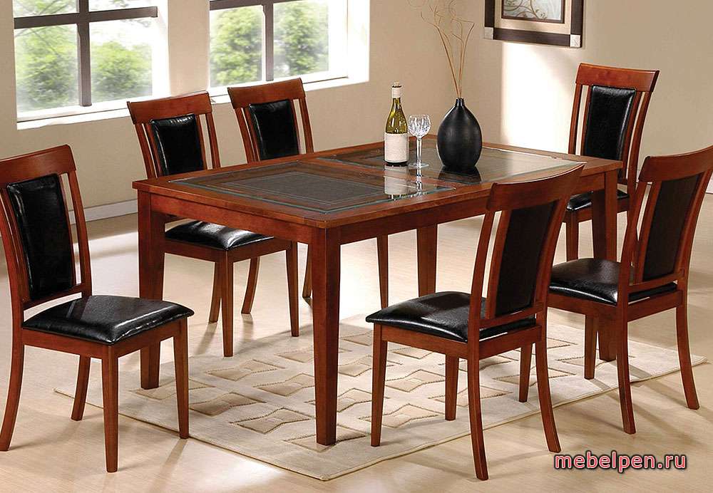 Wooden table with glass