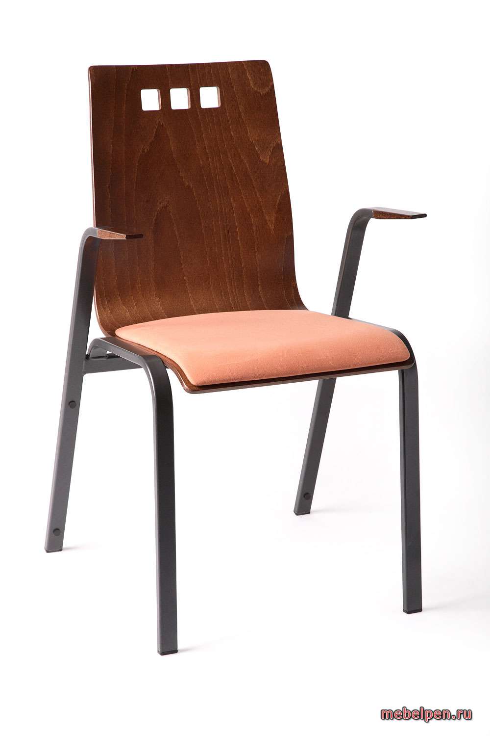 Metal chair with armrests