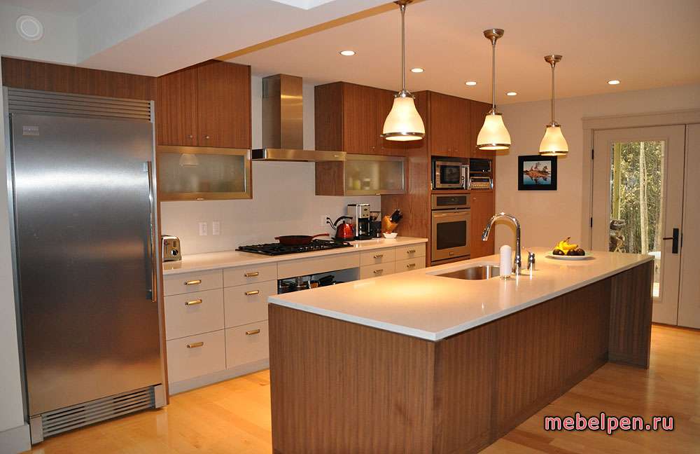 Kitchen with a table in the middle