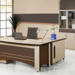 Office desk set with filing cabinet